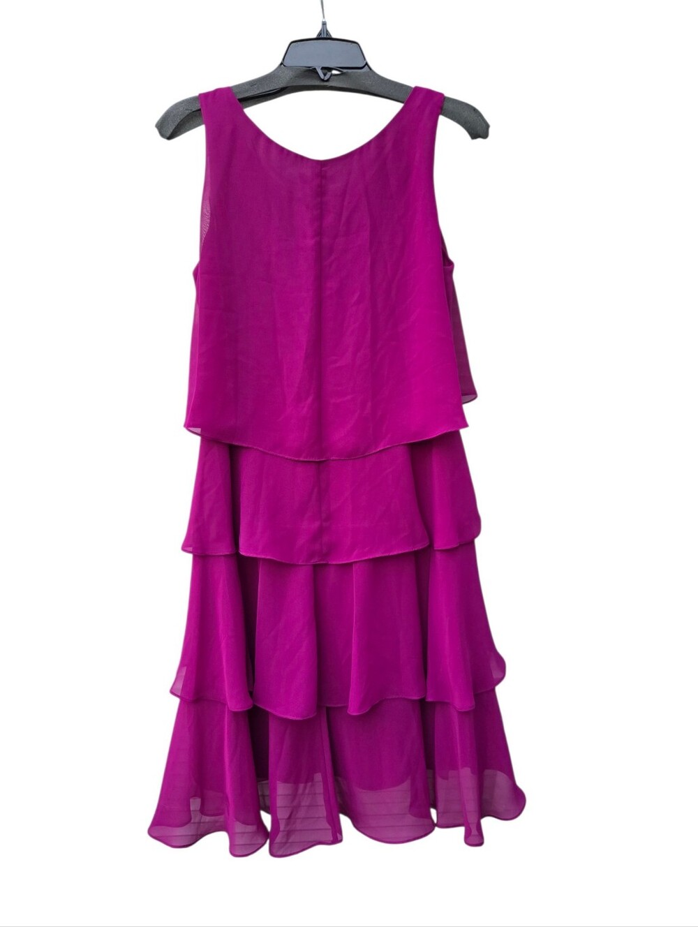 SLNY Raspberry Layered Ruffle Chiffon Sleeveless Dress - Picture 4 of 8
